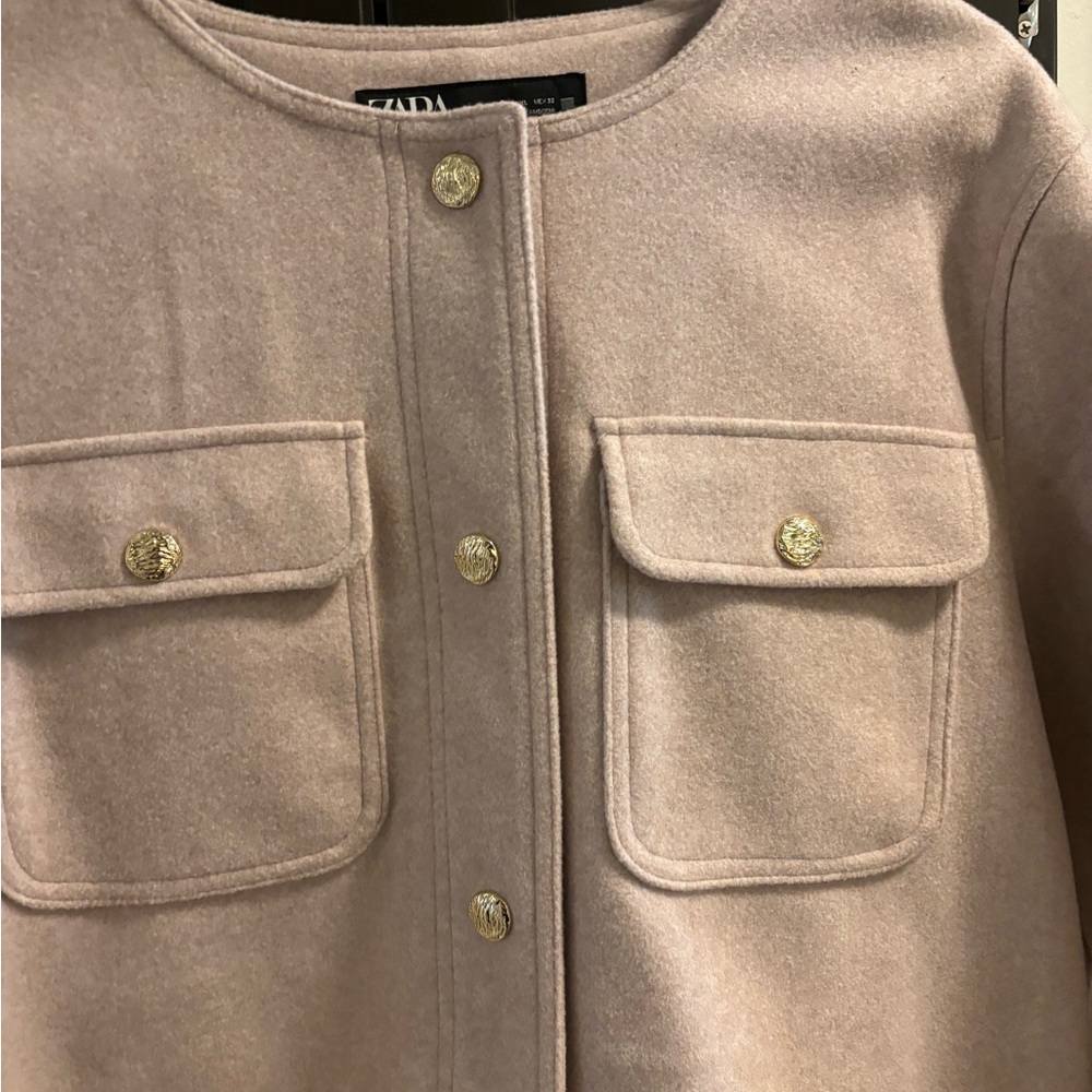 Zara Women's light pinkish Blazer with Gold Accents